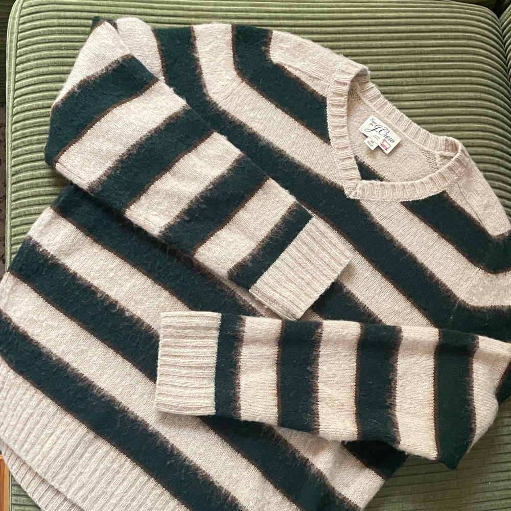 J. Crew Striped Brushed Wool Sweater
